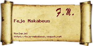 Feje Makabeus névjegykártya